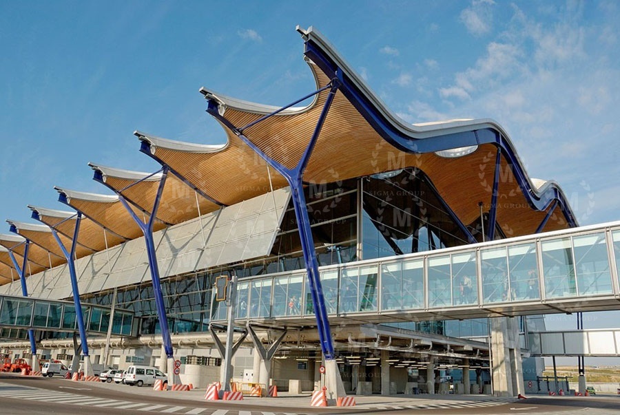 airport membrane roof,steel structure,tensile fabric structure,canopy